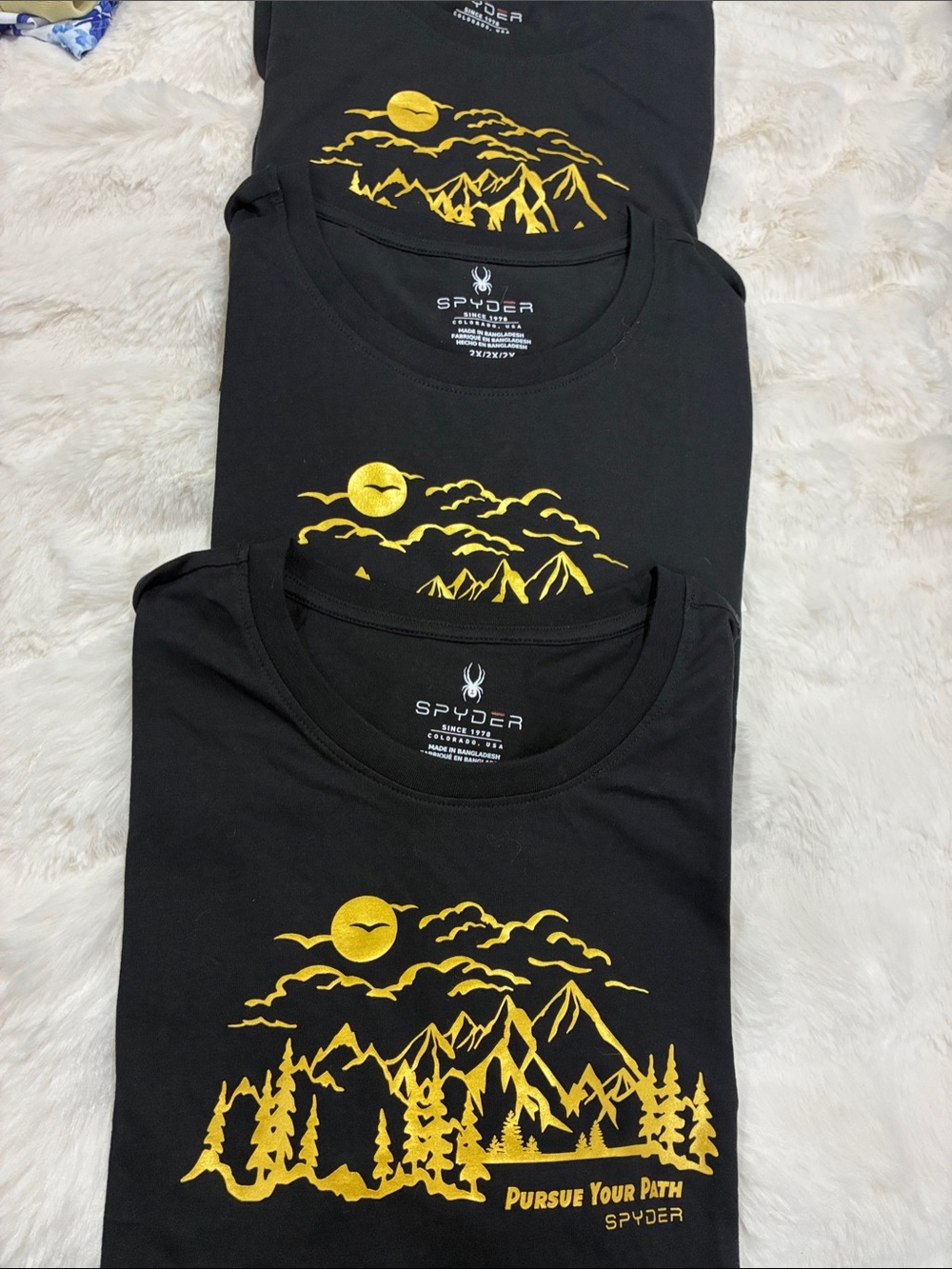 Spyder Black Tee with Yellow Mountain Graphic